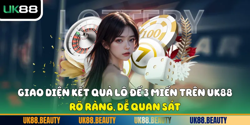 Giao diện kết quả Lô đề 3 miền trên UK88 rõ ràng, dễ quan sát